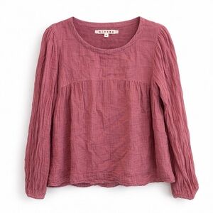 Xirena Dusty Rose Cotton Gauze Peasant Blouse XS Made in USA